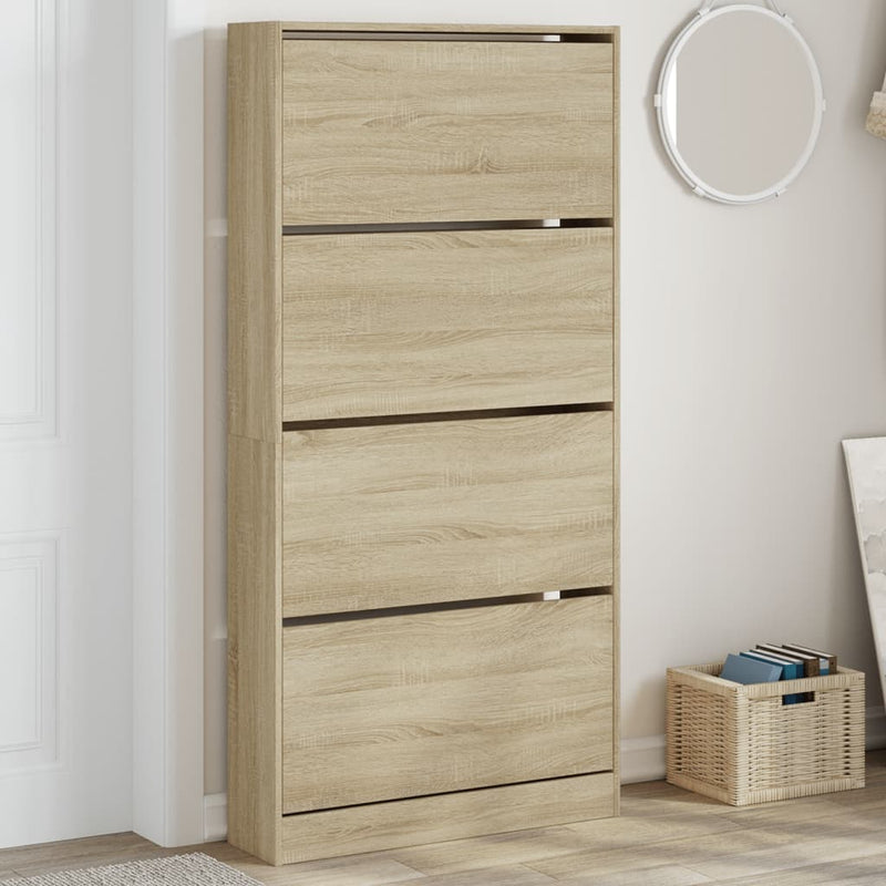 Schoenenkast 60X21X87,5 Cm Bewerkt Hout Kleurig Sonoma Eiken