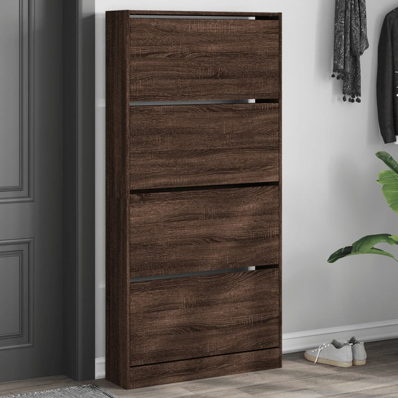 Schoenenkast Bewerkt Hout Bruin Eikenkleur