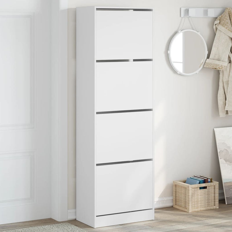 Schoenenkast 80X21X125,5 Cm Bewerkt Hout Wit