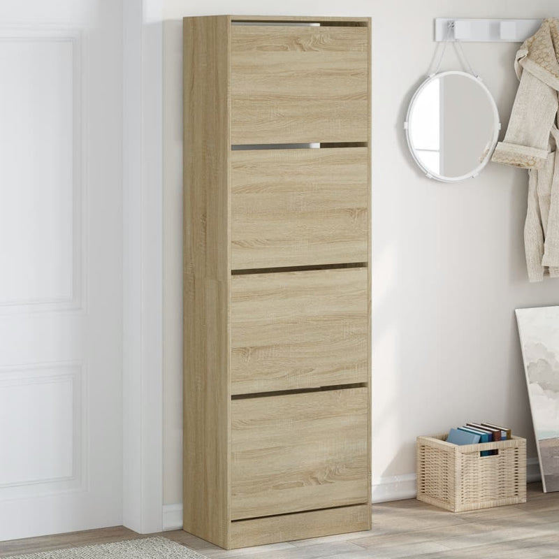 Schoenenkast 60X21X87,5 Cm Bewerkt Hout Kleurig Sonoma Eiken