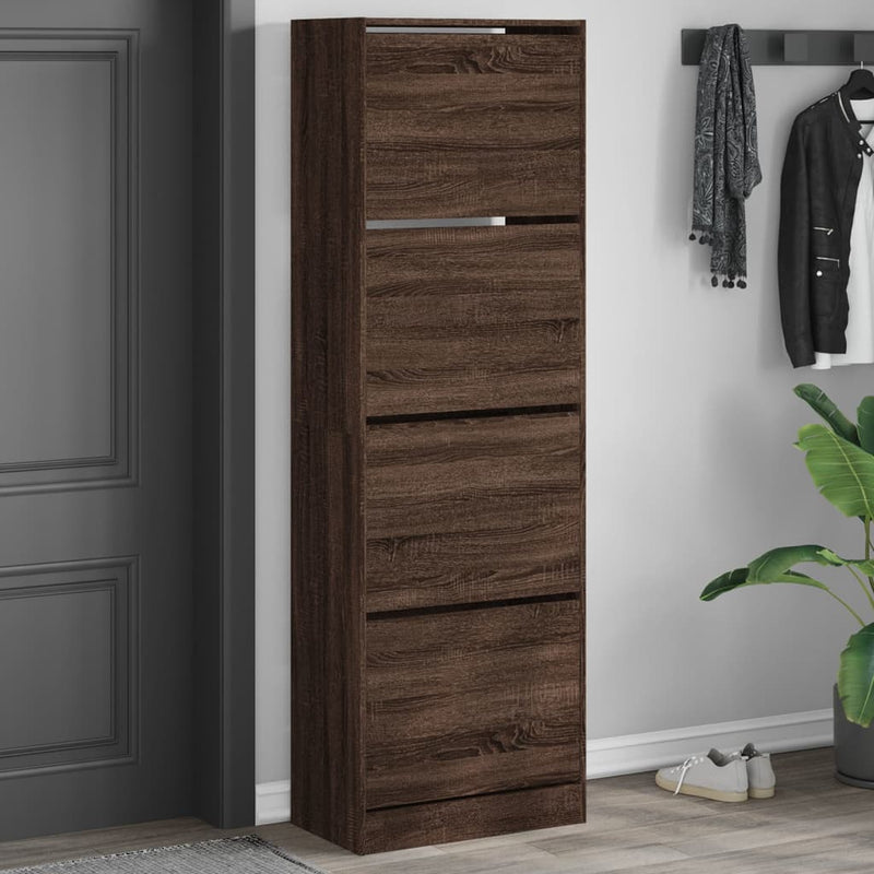 Schoenenkast Bewerkt Hout Bruin Eikenkleur