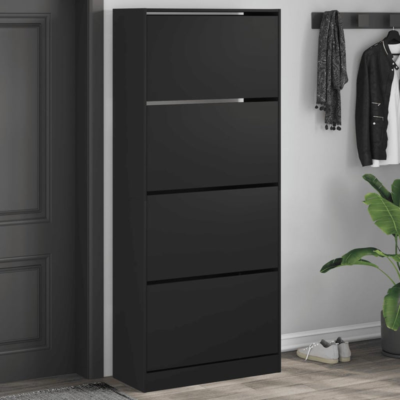 Schoenenkast Bewerkt Hout Zwart