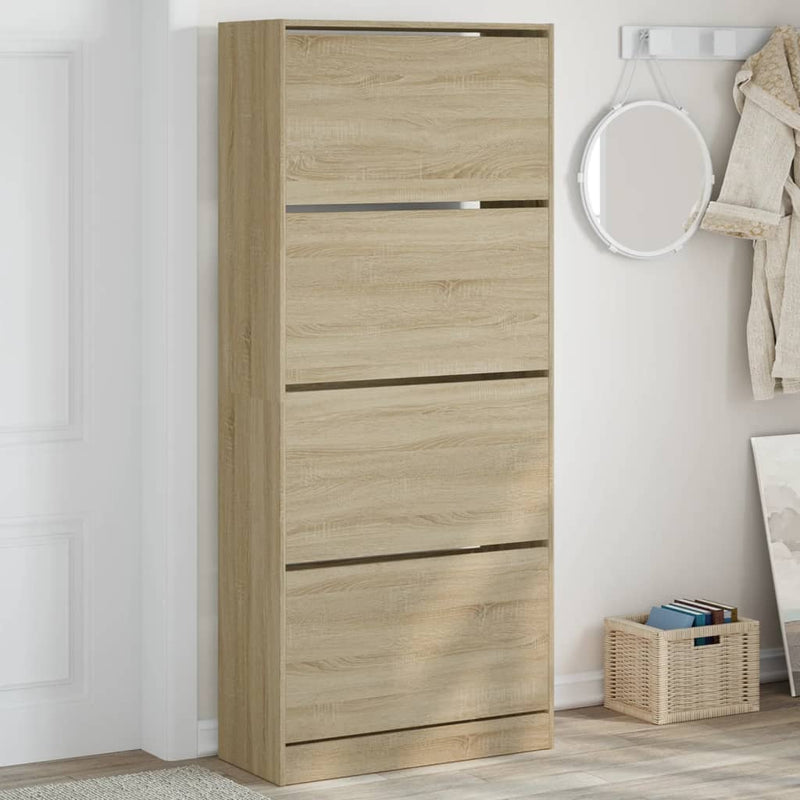 Schoenenkast 60X21X87,5 Cm Bewerkt Hout Kleurig Sonoma Eiken