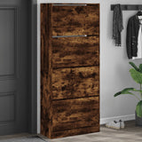 Schoenenkast 60X21X163,5 Cm Bewerkt Hout Kleurig Gerookt Eiken