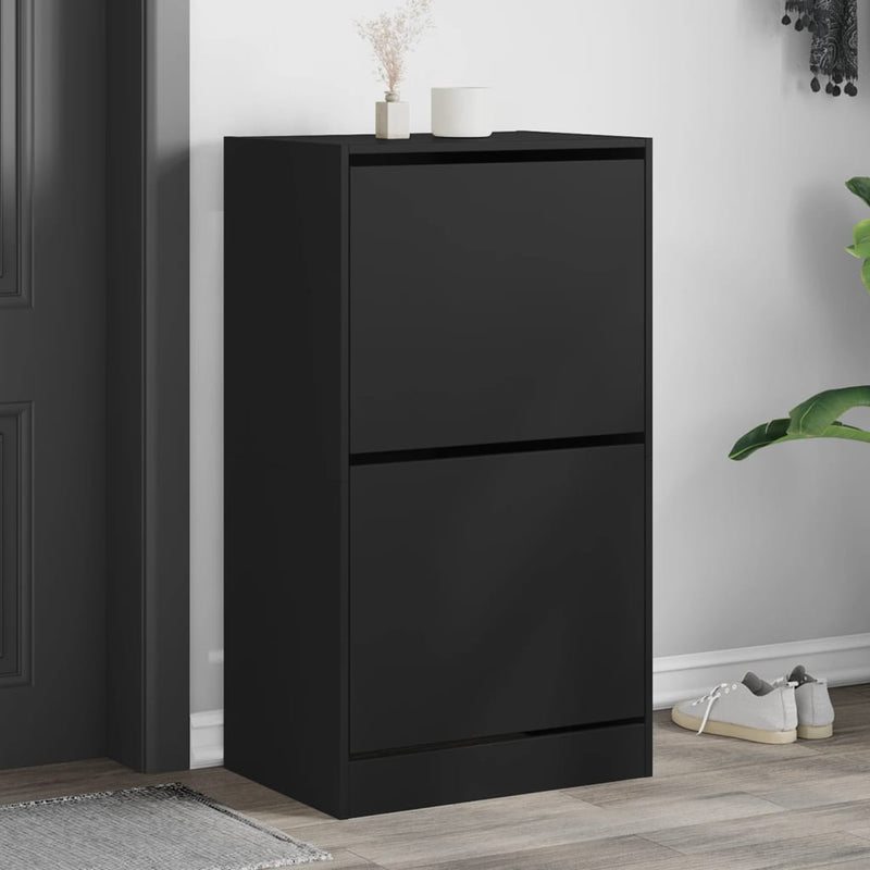 Schoenenkast Bewerkt Hout Zwart
