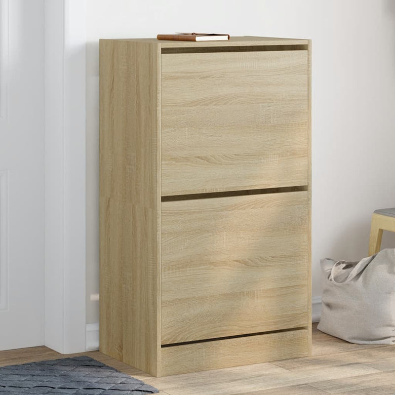Schoenenkast 60X21X87,5 Cm Bewerkt Hout Kleurig Sonoma Eiken