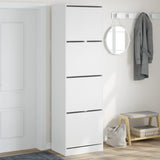 Schoenenkast 80X21X125,5 Cm Bewerkt Hout Wit
