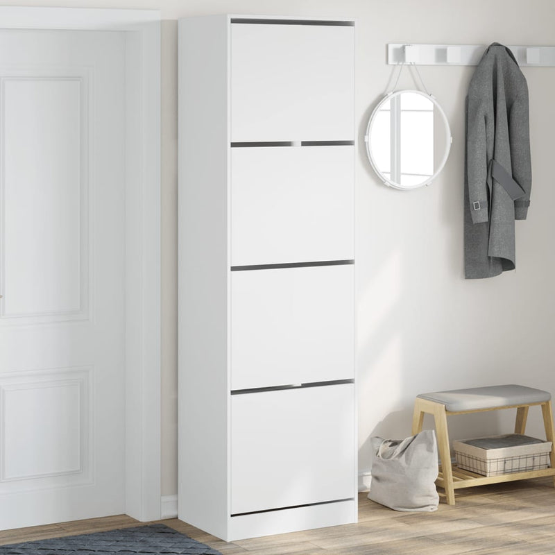 Schoenenkast 80X21X125,5 Cm Bewerkt Hout Wit
