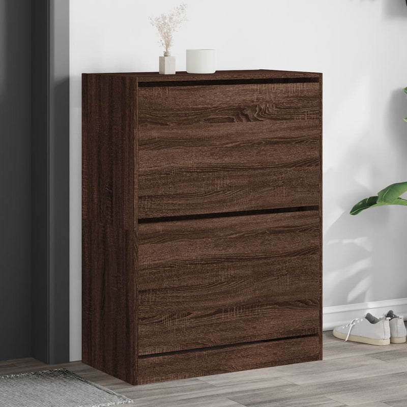 Schoenenkast Bewerkt Hout Bruin Eikenkleur