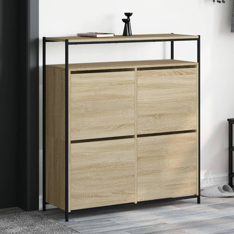 Schoenenkast 75X34X112 Cm Bewerkt Hout