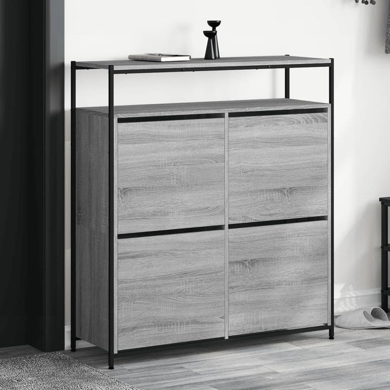 Schoenenkast 75X34X112 Cm Bewerkt Hout