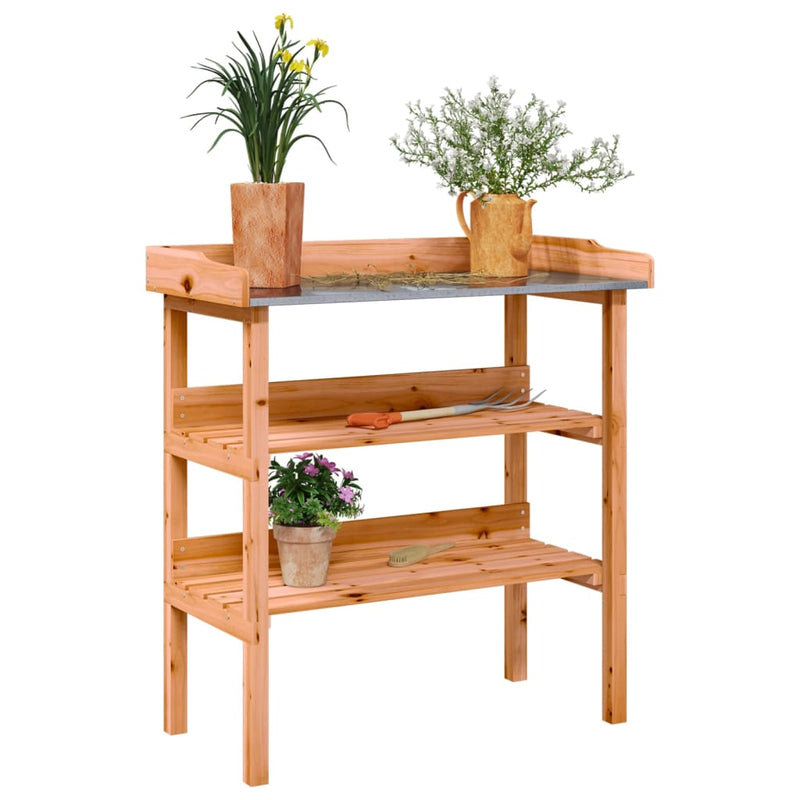 Plantentafel Met Schappen 78X38X82,5 Cm Massief Vurenhout