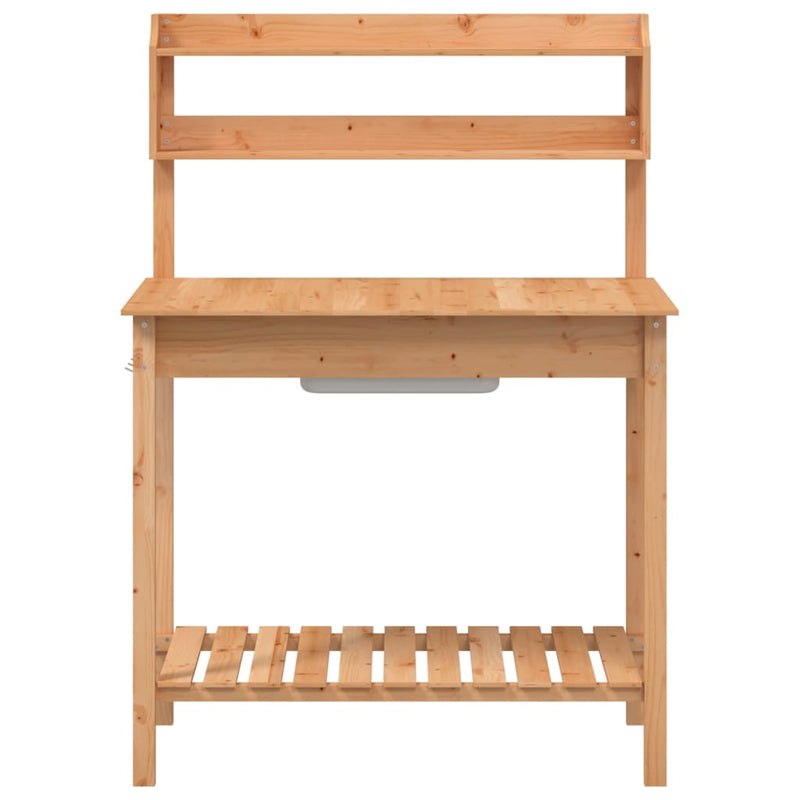 Oppottafel Met Spoelbak 147,5X44X139,5 Cm Vurenhout Bruin