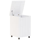 Wasmand Met Wielen Rana 45X45X64 Cm Massief Grenenhout Wit