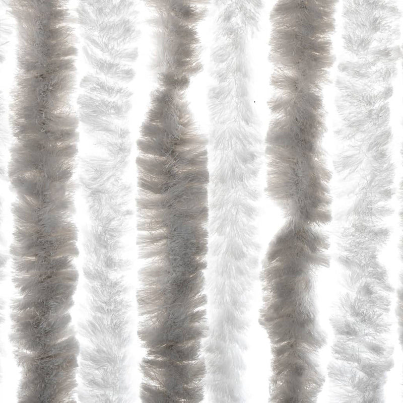 Vliegengordijn Chenille Lichtgrijs En Wit