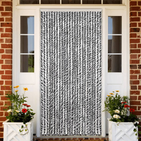 Vliegengordijn Chenille Grijs En - Zwart En Wit