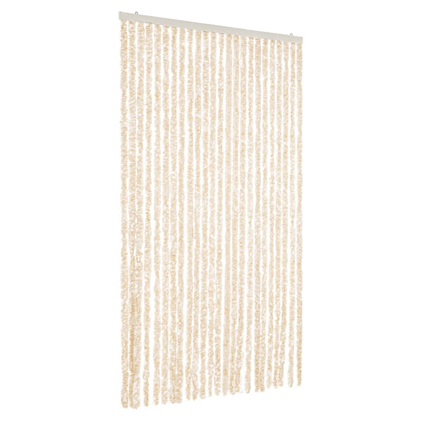 Vliegengordijn Chenille Beige En Wit