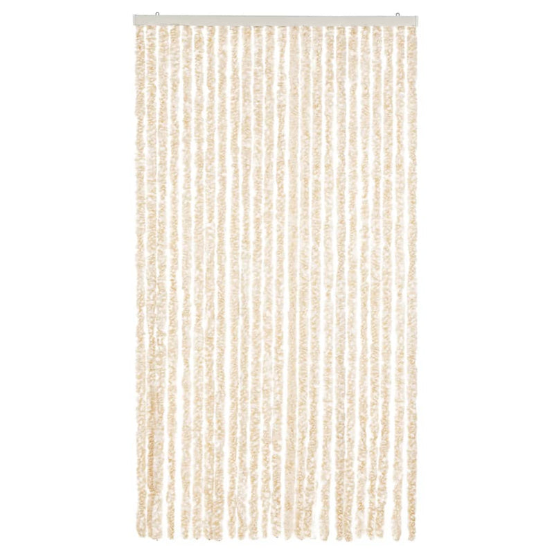 Vliegengordijn Chenille Beige En Wit