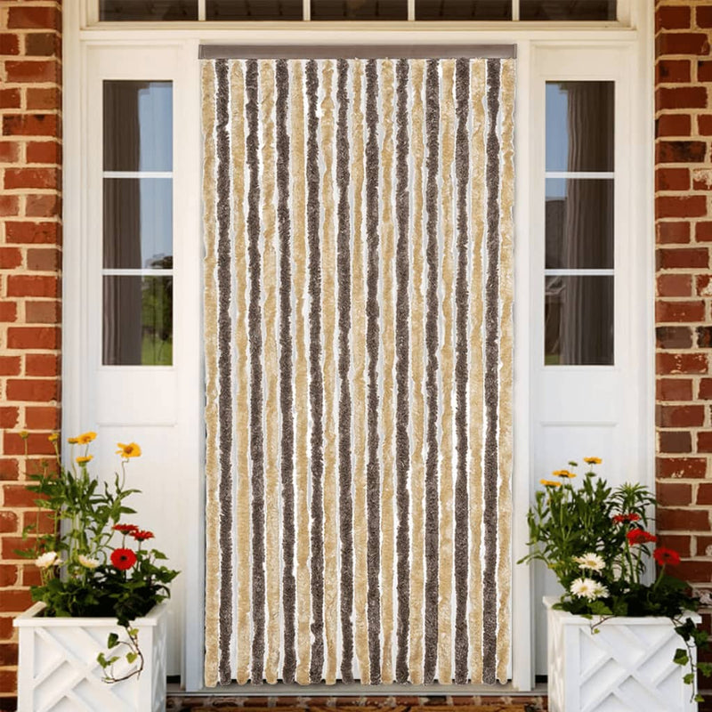 Vliegengordijn Chenille Donkerbruin En Beige