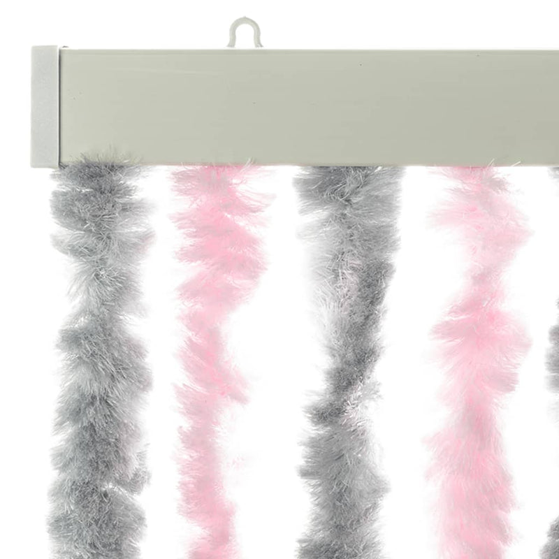 Vliegengordijn Chenille Zilver Grijs En Roze