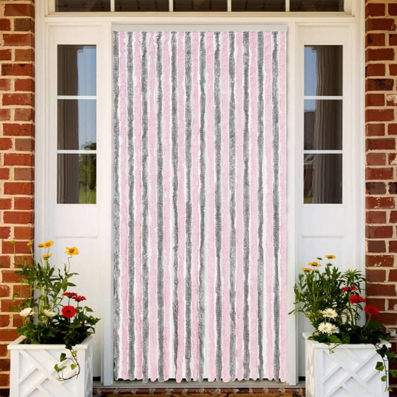 Vliegengordijn Chenille Zilver Grijs En Roze