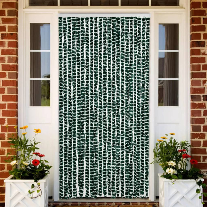 Vliegengordijn Chenille Groen En Wit
