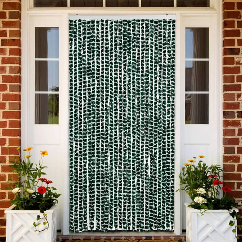 Vliegengordijn Chenille Groen En Wit