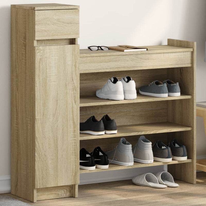 Schoenenkast 100,5X28X100 Cm Bewerkt Hout
