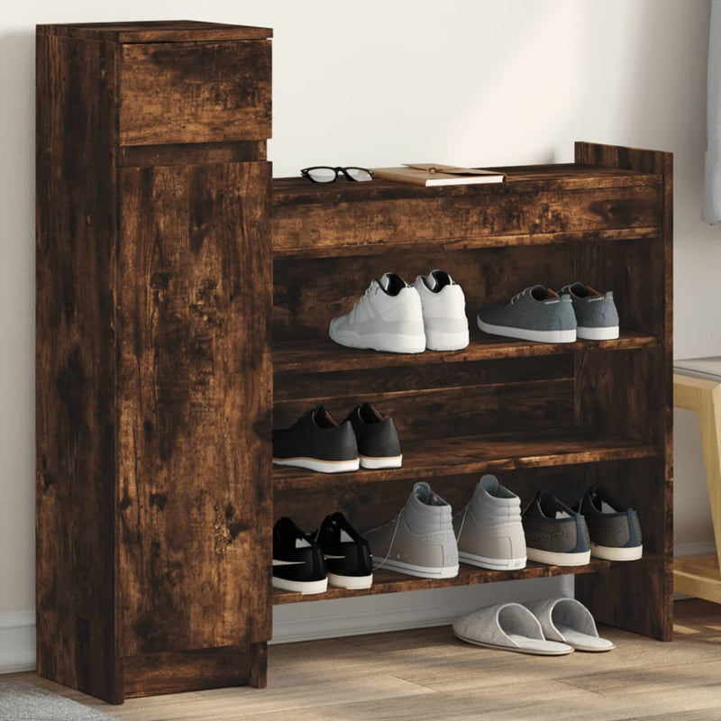 Schoenenkast 100,5X28X100 Cm Bewerkt Hout