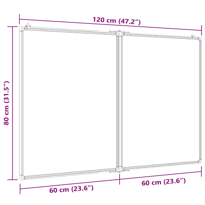 Whiteboard Magnetisch Inklapbaar 120X80X1,7 Cm Aluminium