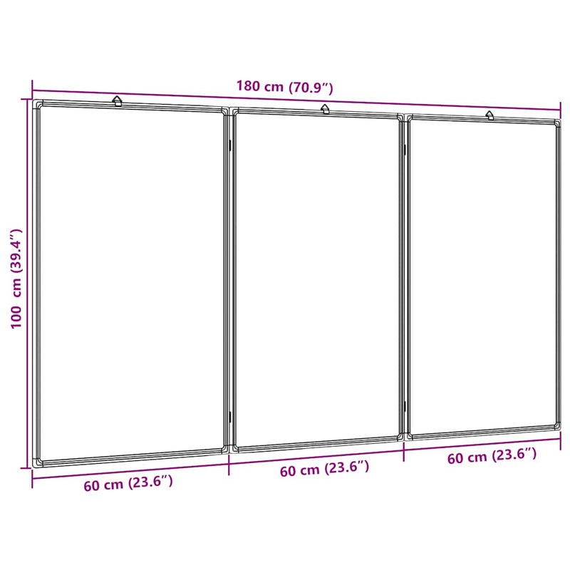 Whiteboard Magnetisch Inklapbaar 180X100X1,7 Cm Aluminium