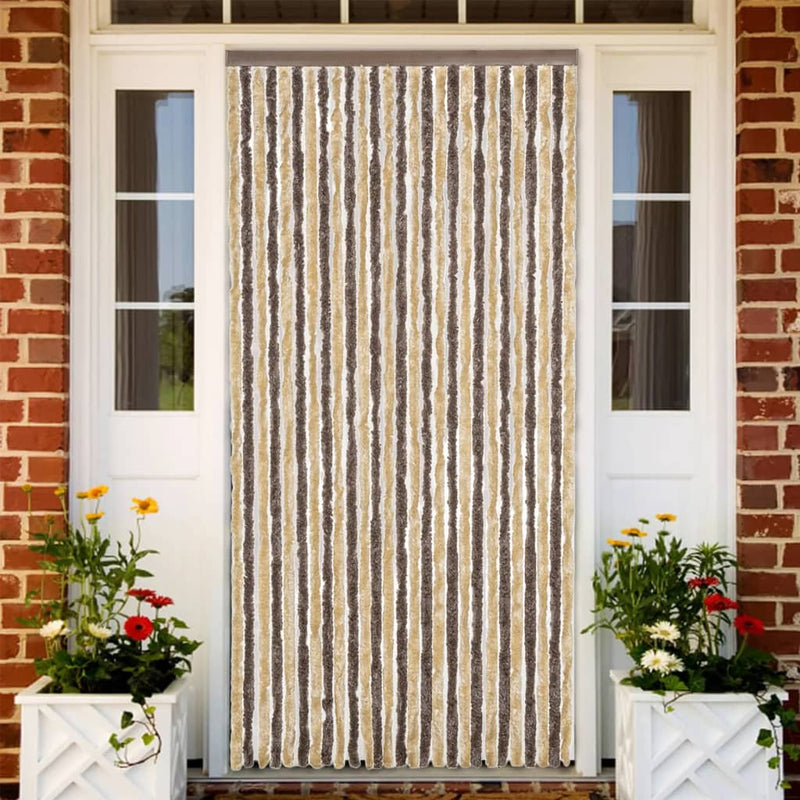 Vliegengordijn Chenille Donkerbruin En Beige