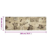 Keukenmat Wasbaar Koffieprint Fluweel Bruin Lichtbruin