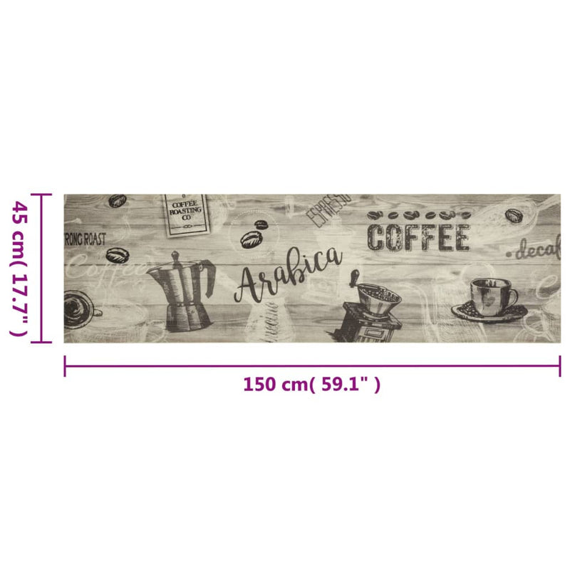 Keukenmat Wasbaar Koffieprint Fluweel Koffiekleurig En Grijs