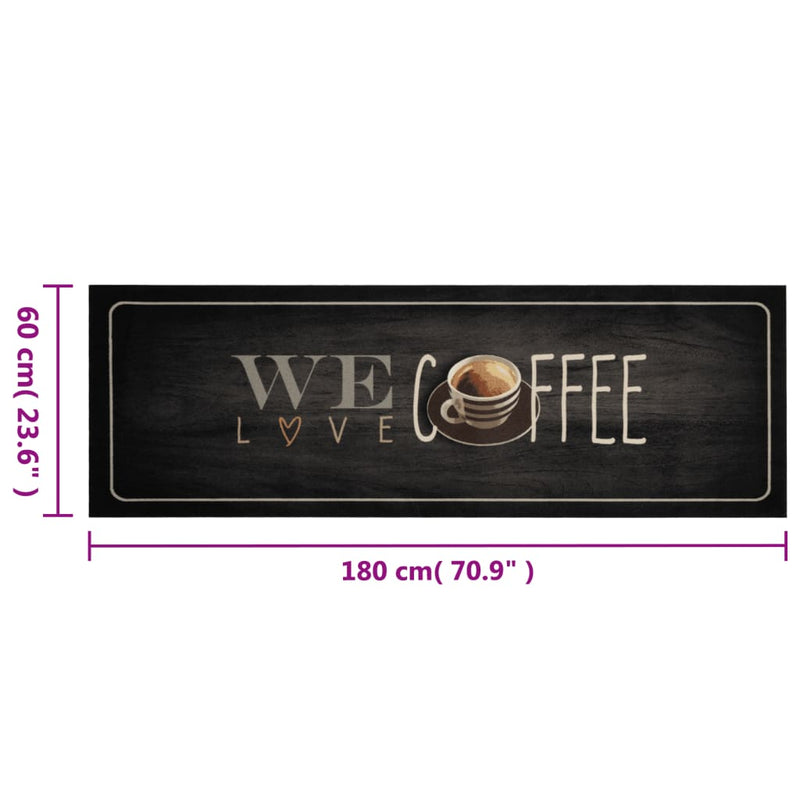 Keukenmat Wasbaar Fluweel Koffietekst