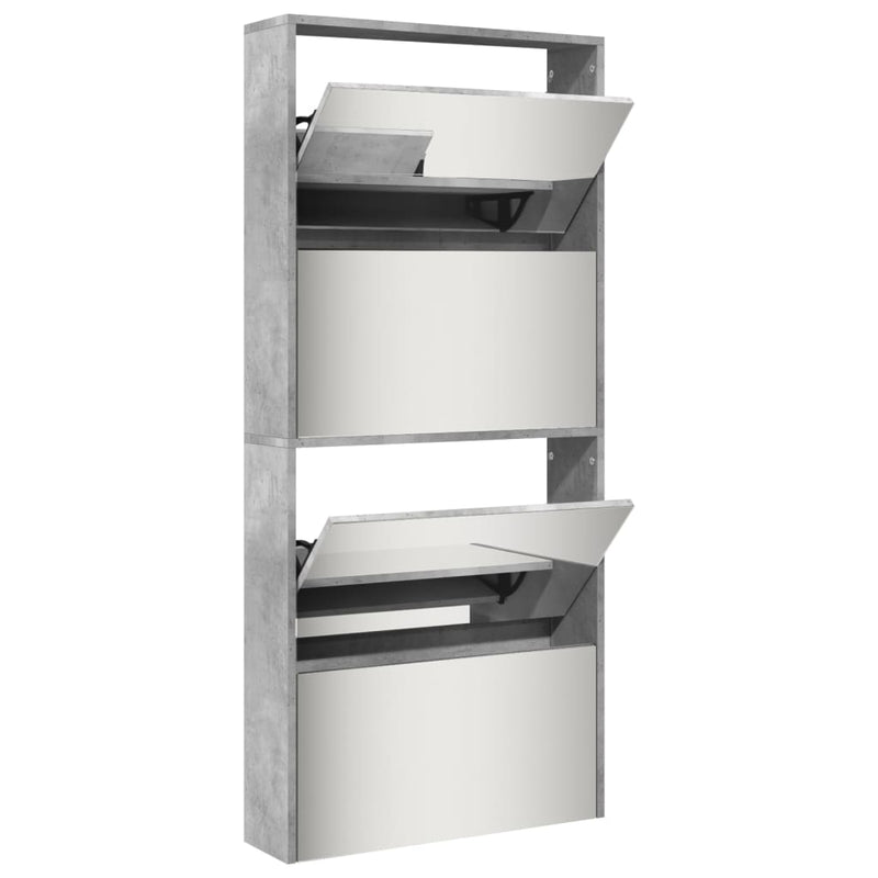 Schoenenkast Met Spiegel 4-Laags 63X17X134 Cm