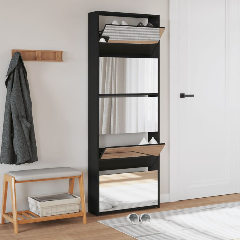 Schoenenkast Met Spiegel 5-Laags 63X17X169,5 Cm
