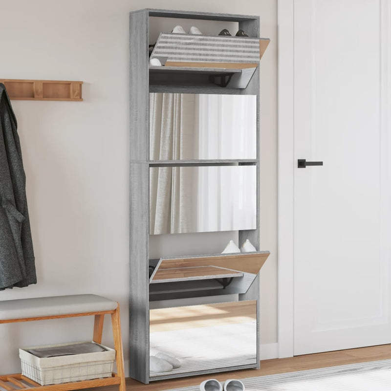Schoenenkast Met Spiegel 5-Laags 63X17X169,5 Cm