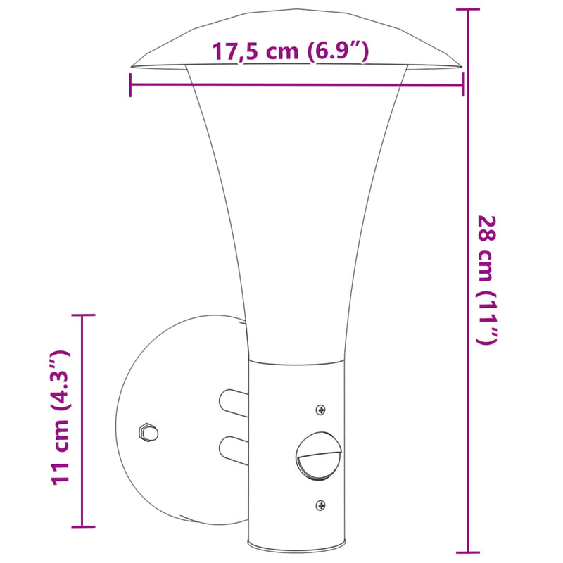 Buitenwandlamp Met Sensor Roestvrij Staal Zwart