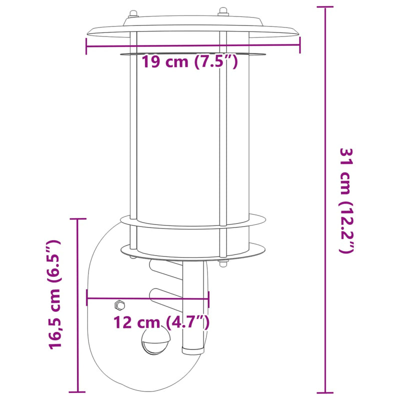 Buitenwandlamp Met Sensor Roestvrij Staal Kleurig Zilver