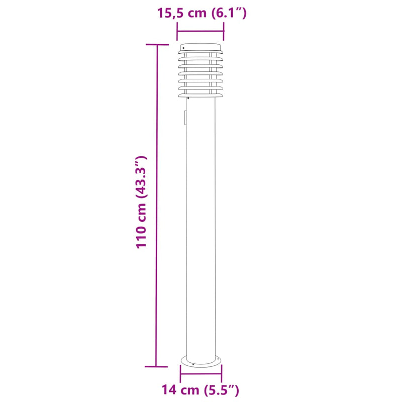 Buitenvloerlampen Stopcontact 110 Cm Roestvrijstaal