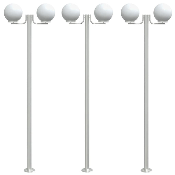 Buitenvloerlampen 3 St 215 Cm Roestvrij Staal Zilverkleurig