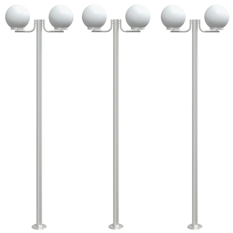 Buitenvloerlampen 3 St 215 Cm Roestvrij Staal Zilverkleurig
