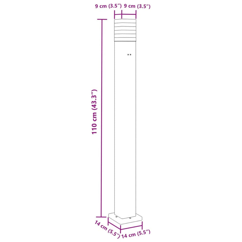 Buitenvloerlampen Aluminium Zwart Zilver 110 Cm