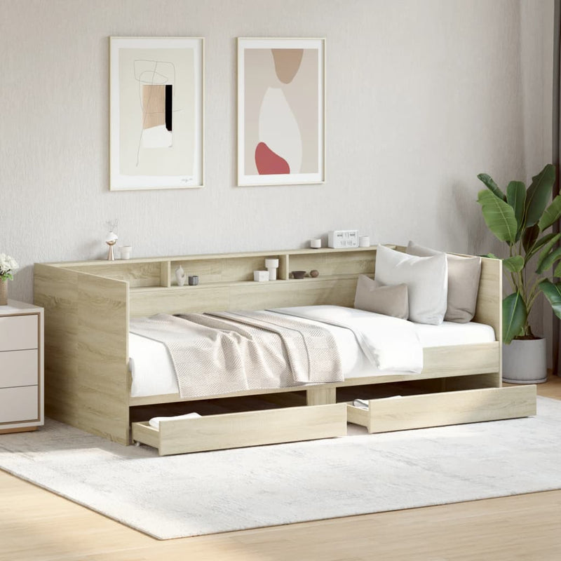 Slaapbank Met Lades Zonder Matras Eiken