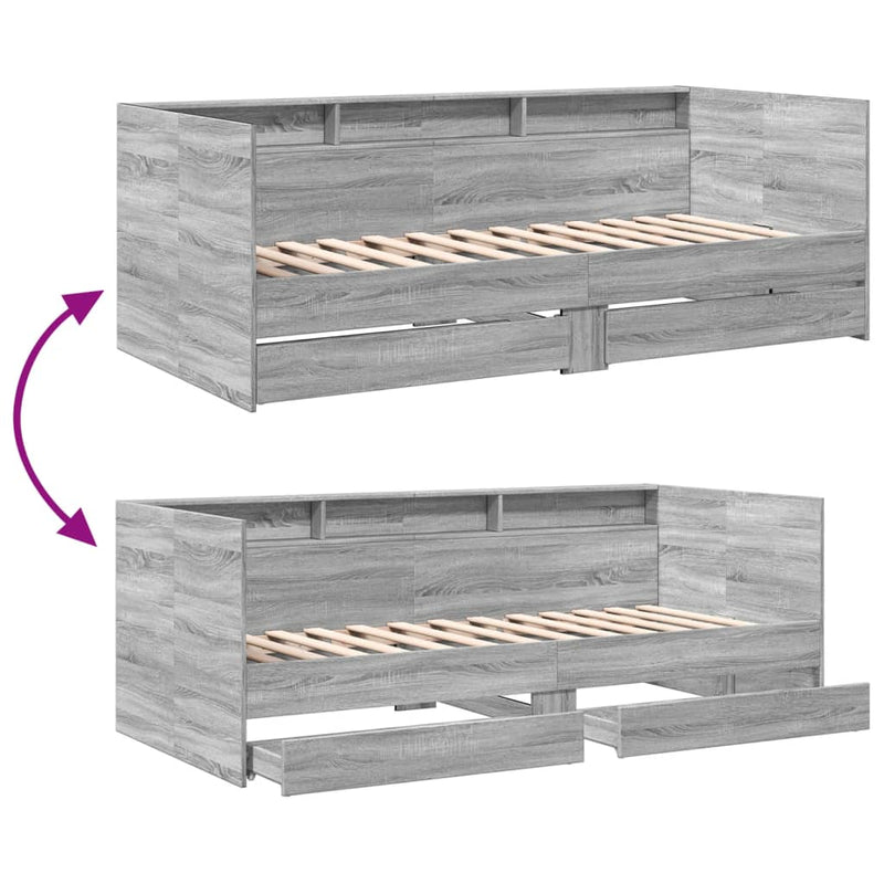 Slaapbank Met Lades Zonder Matras Eiken