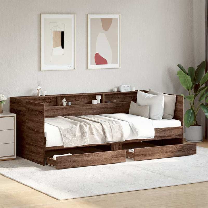 Slaapbank Met Lades Zonder Matras Eiken