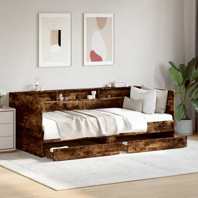 Slaapbank Met Lades Zonder Matras Eiken