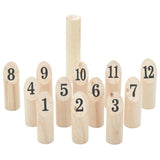 13-Delige Nummerkubb Spelset Met Draagtas Massief Grenenhout Grijs