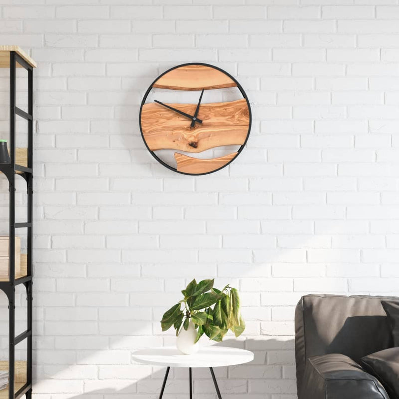 Wandklok Ø35 Cm Ijzer En Eikenhout